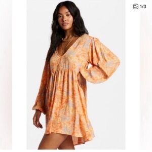 Billabong Orange and Blue Floral Dress